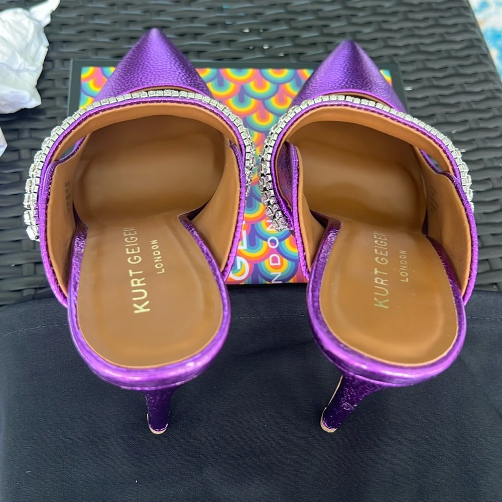 KURT GEIGER Duke Pointed Toe Pump metallic leather purple size 8,5 - Picture 10 of 17